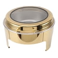 thumbnail image 1 of Plat à Chafing Rond pour Buffet 6L - Réchauffeurs de Nourriture en Acier Inoxydable pour Fêtes et Traiteur, avec Couvercle Rabattable de 90° et Support en Verre, Chauffe-Alcool, 1 of 7