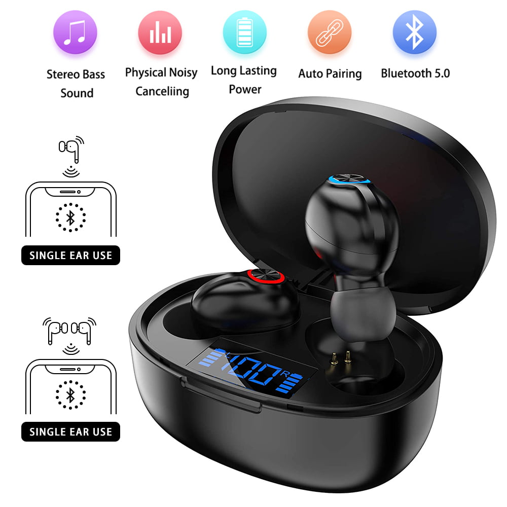 Wireless Earbuds Bluetooth 5.0 Earbuds Wireless Headphones 24Hrs Playtime 3D Stereo Noise Cancelling Sport Waterproof Ear Buds Wireless Earbuds Touch Control Deep Bass for iPhone/Samsung/Android