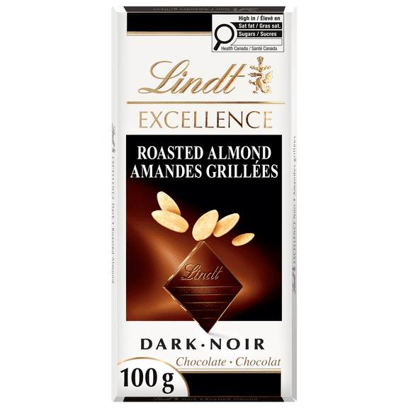 Lindt EXCELLENCE Roasted Almond Dark Chocolate Bar, 100 Grams