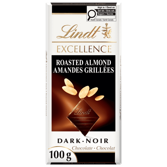 Lindt EXCELLENCE Roasted Almond Dark Chocolate Bar, 100 Grams