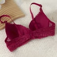 thumbnail image 5 of Fatuov Women's Lace Wire Bra Solid Color Breathable T-Shirt Bra for Outdoor, Push Up Supportive Full Coverage Lightly Lined Bra 38B, Wine, 5 of 5