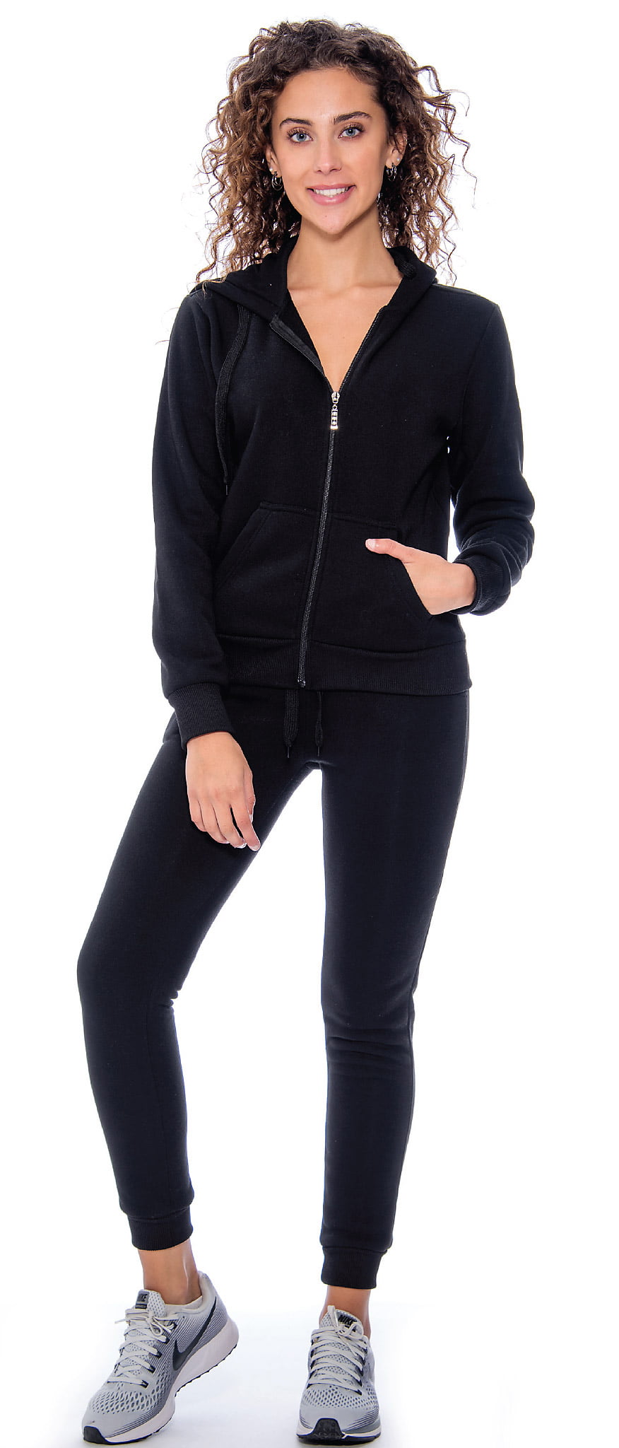 9 Crowns Women's Plus Active Hoodie Jogger and Pant Tracksuit Set ...
