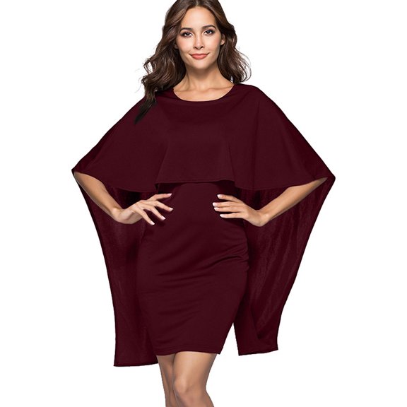 Elegant dress, Polyester, Burgundy, M