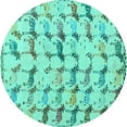 thumbnail image 1 of Ahgly Company Indoor Round Abstract Turquoise Blue Modern Area Rugs, 3' Round, 1 of 4