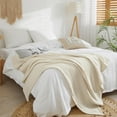 thumbnail image 5 of PHF 100% Cotton Muslin Queen Blanket, 90" x 90", 4-Layer Lightweight and Breathable Blanket, Luxuriously Soft Gauze Blanket for Couch Bed, Beige/Short Bread, 5 of 7