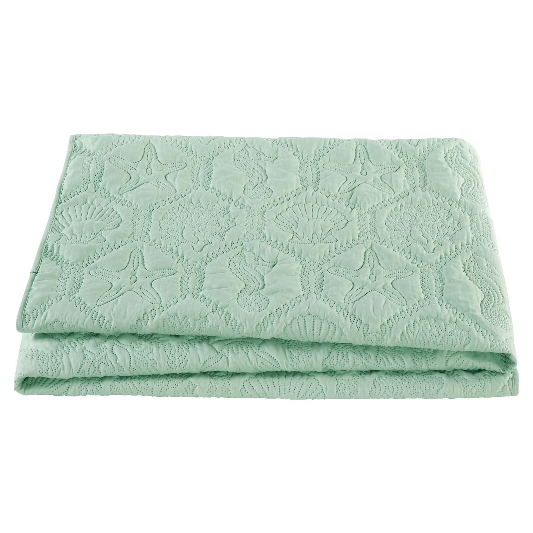 VCNY Home Shore Coastal 3-Piece Green Textured Sealife Quilt Set, King, Adult, Unisex
