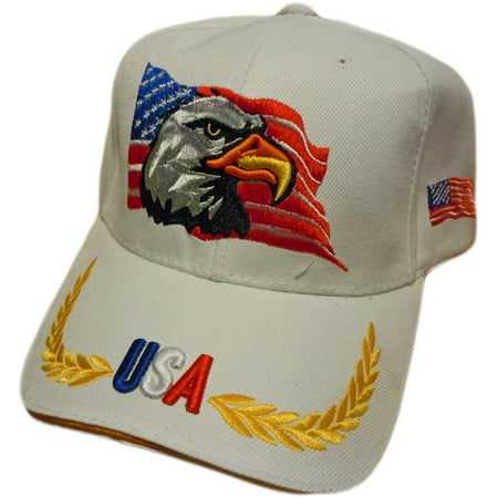 US Flag American Bald Eagle 3-D High Definition Embroidered Baseball Cap (One Size)