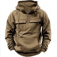 thumbnail image 4 of Suéter con capucha de color sólido para hombre de primavera y otoño, abrigo de suéter de cuero con múltiples bolsillos y deportes para jóvenes, 4 of 6