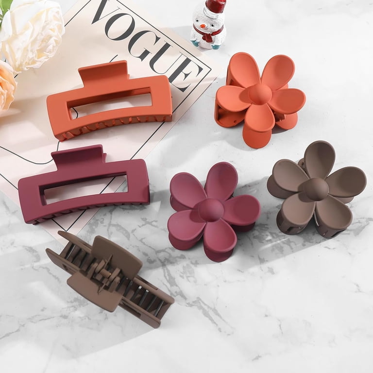 6 Pack 4.1 Inche Large Rectangle Hair Claw Clips Matte  display picture 3