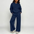 thumbnail image 6 of Womens Fall Outfits Nelozsy Fashion Woman Hooded Solid Long Sleeve Blouse Long Pants Elastic Waist Sets Navy XL, 6 of 9