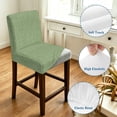 thumbnail image 4 of Grass Green Bar Stool Cover Set of 2, Farmhouse Burlap Solid Green Modern Linen Texture Stretch Bar Chair Cover, Removable Washable Pub Counter Stool Chair Slipcover for Kitchen Dining Room Pub Cafe, 4 of 9