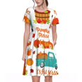 thumbnail image 1 of Bixox Robe d'Été à Manches Courtes pour Femmes Robe Ample Longueur Genou avec Poches-Citrouilles d'Automne, 1 of 7