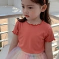 thumbnail image 4 of Gubotare Toddler T Shirts Girls' and Toddler Flutter Short Sleeve Summer Solid Color T Shirt Size 5T 6T (Orange,5-6 Years), 4 of 4