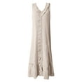 thumbnail image 4 of Vestido largo con cuello en V para mujer - Botones en la parte delantera, volantes - Sin mangas, corte A - Playa/fiesta - Tallas S-XXL, 4 of 4