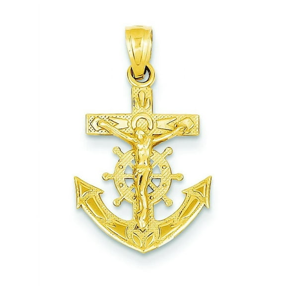 14K Gold Mariners Crucifix Pendant Charm Jewelry 25 x 15 mm