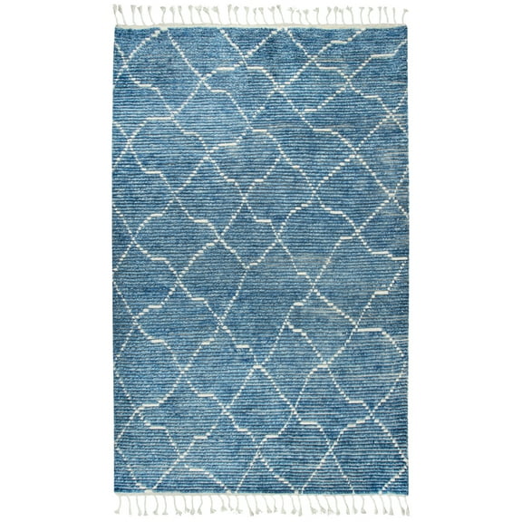 Rizzy Rugs Berkley Area Rug BK993A Blue Lines Zig Zag 5' 6" x 8' 6" Rectangle