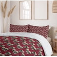 thumbnail image 6 of Ambesonne Rose Duvet Cover Sets, Skulls Red Blossoms Retro, 2-Queen, Vermilion Tan Green, 6 of 7