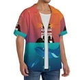 thumbnail image 2 of Gukieu Lighthouse and Whale Print Men's Short-sleeved Shirts, Button-down Pocket Shirts, T-shirts, Beach Vacation Travel Summer Clothing-Large, 2 of 5