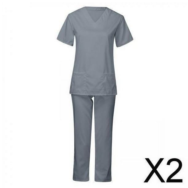 Conjunto De 2 Uniformes Médicos Para Mujer, Cómodos Y Elásticos, Para Trabajo De Enfermería, Con Parte Y Pantalones, Talla M