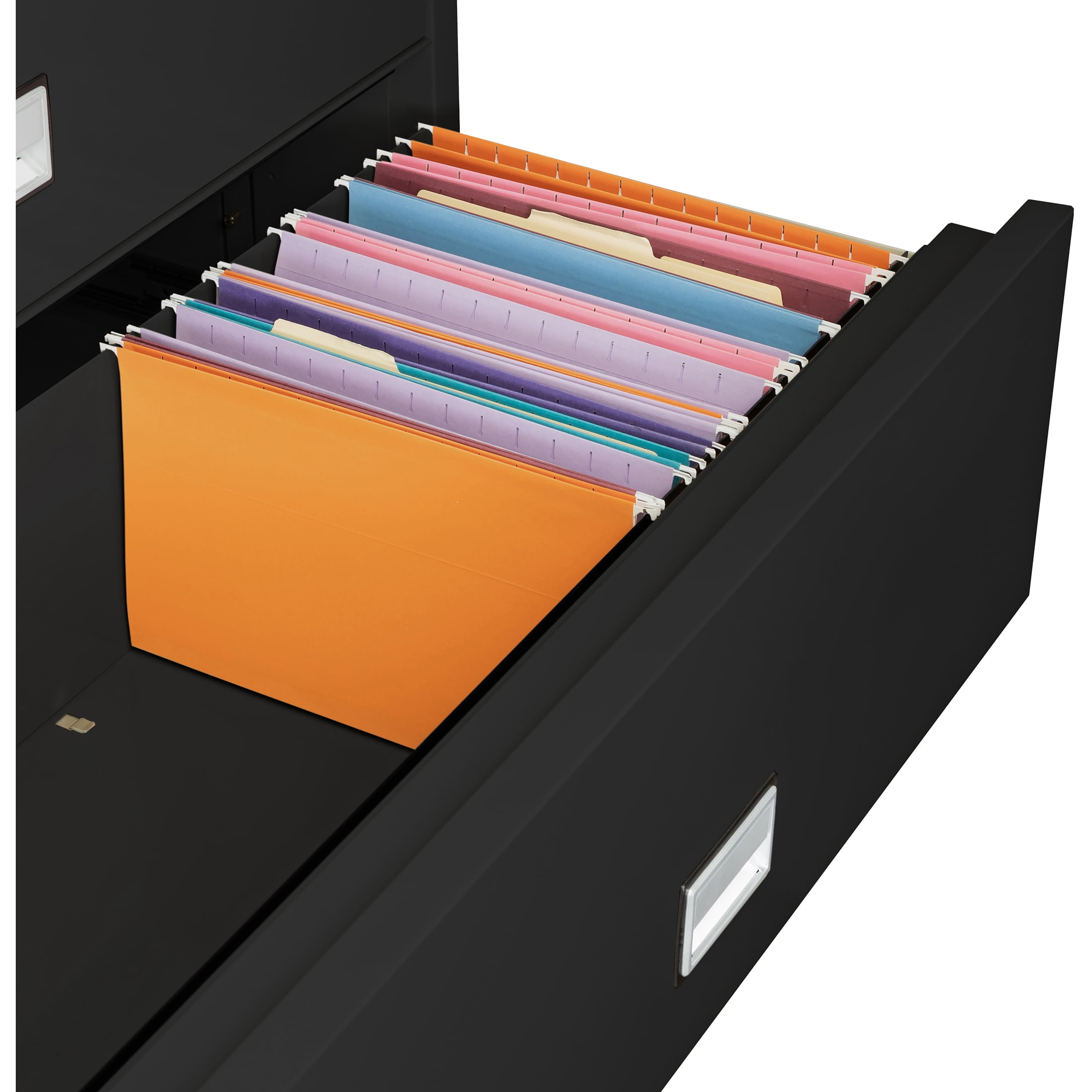 Phoenix Safe Lateral 44 inch 3-Drawer Fireproof File Cabinet with Key Lock, Water Seal, Black, LAT3W44B