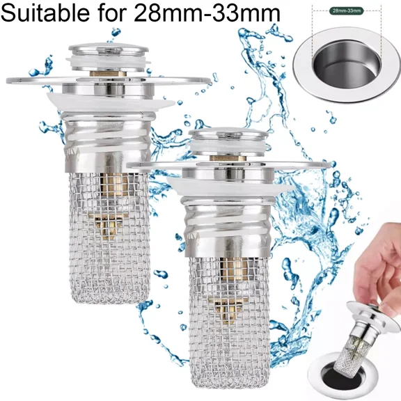 2 Pack New Bathroom Sink Stopper Hair Catcher Bathroom Pop Up Sink Drain Filter