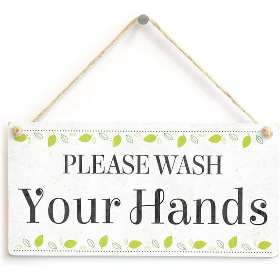 Wood Sign 5x10 Inch Novelty Bathroom Wood Signs Please Wash Your Hands Wooden Hanging String Sign Toilet Plank Plaque Wall Art Decor Front Door Porch Bedroom Restroom Bathroom Gift For Women Men