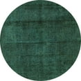thumbnail image 1 of Ahgly Company Machine Washable Indoor Round Abstract Turquoise Blue Modern Area Rugs, 6' Round, 1 of 4
