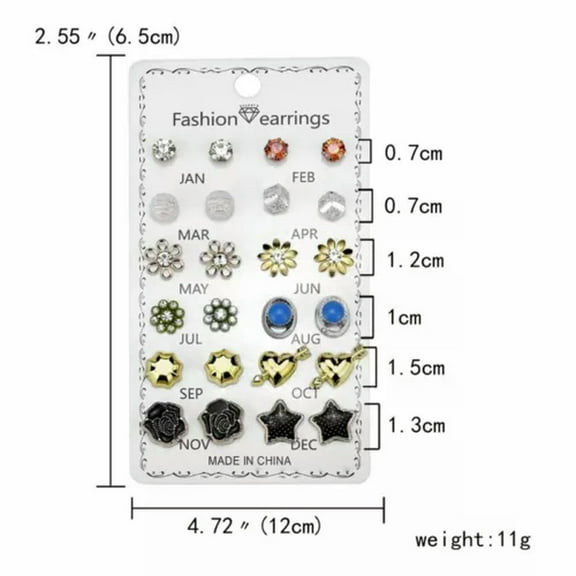 GKNET 20Pair/Box Colorful Crystal Ear Stud Earrings Set Women Weddings Party Jewellery-30-Style 8