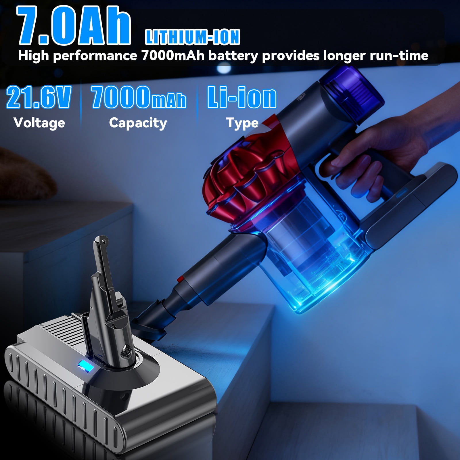7000mAh Replacement Battery for Dyson V8 Battery Compatible with Dyson V8 Vacuum Cleaner Series Absolute Animal V 8 Motorhead V 8 Absolute Pro SV10