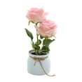 thumbnail image 2 of Visland Artificial Potted Flower Fake Flowers in Pot Silk Rose Bouquet Decoration with Ceramics Vase Fake Plants Floral Arrangement for Table Centerpieces Home Office Wedding Decor, 2 of 5