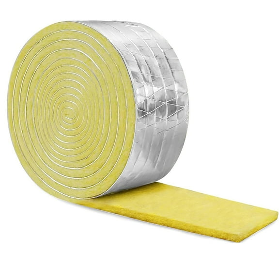 1 Rolls Fiberglass Pipe Insulation Wrap,Happon 32.8 Ft x 3 Inch Foil Backed Fiberglass Insulation,Pipe Insulation Foam Wrap Tape for Outdoor Indoor Pipe Insulation Wrap Freezing Weather