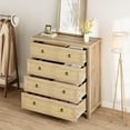 thumbnail image 4 of Commode en Rotin à 4 Tiroirs pour Chambre, Commode Bohème avec Poignées Rondes, Couleur Bois, 4 of 6