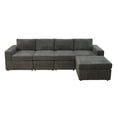 thumbnail image 3 of Aukfa 132" Oversized Sectional Sofa, 4 Seater Couch with Ottoman for Living Room, Microfiber, Gray, 3 of 10