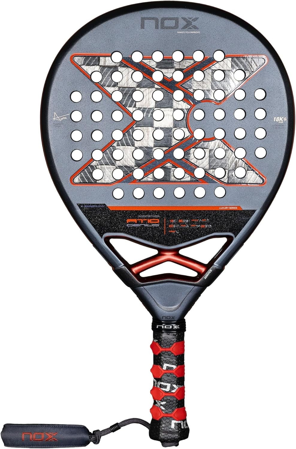 Padel Racket AT10 Genius 18K Alum by Agustin Tapia 2025 | Luxury Teardrop Pala Padel, Enhanced EOS Flap & NOX Custom Grip Technology Dual Texture Spin Control Advanced Pala de Padel Elite Performance