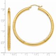 thumbnail image 4 of Real 14kt Yellow Gold Satin and Diamond-cut 3mm Round Hoop Earrings; for Adults and Teens; for Women and Men, 4 of 4