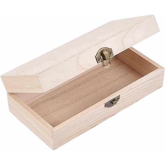 Wooden Box 7.84x3.92x2.27 Inch Rectangle Unfinished Unpainted Wood Boxes Decorative Wooden Box with Lids DIY