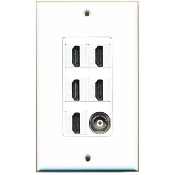 RiteAV - 5 Port HDMI 1 BNC Wall Plate Decorative