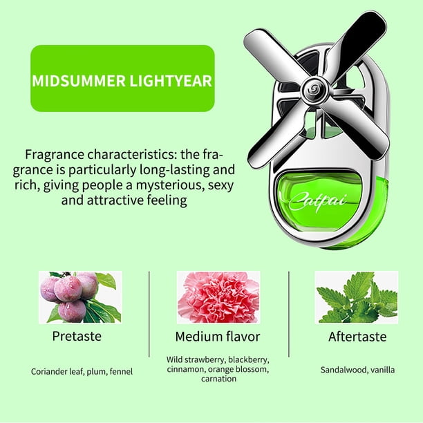 Fiudx Aromaterapia para Coche, Diseño de Molino de Viento de Cuatro Hojas, Extracto de Flores Naturales, Cobertura de Aroma de 360°, Fragancia Duradera, Decoración Del Vehículo, Material Abs Ecológic