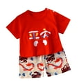 thumbnail image 2 of NAISIBABY Toddler Boys Girls Outfits, Short Sleeve Prints Shorts Casual Two-Piece Sets Red 3-4 T, 2 of 3