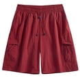 thumbnail image 2 of Ceisia Elastic Drawstring Waist Quick Dry Breathable Casual Cargo Shorts With Side Pockets For Men Summer Red XXXL Gift, 2 of 7