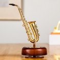 thumbnail image 2 of Riwcyla Saxophone Box Classical Wind Up Musicbox Twirling Box Rotating Base Woodwind Instrument Miniature Replica Artware Gift for Christmas Birthday Valentine's Day Mother's Day Father's Day, 2 of 6