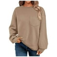 thumbnail image 1 of WEAIXIMIUNG Chandails en Molleton pour Femmes Pull Décontracté Couleur Unie Col Rond Manches Longues avec Poche, 1 of 4