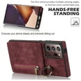 thumbnail image 6 of Mantto Wallet Case for Samsung Note 20 Ultra, Slim Premium Credit Card Slot, Zipper Wallet Case with Ring Holder Kickstand Leather Magnetic Flip Back Cover for Samsung Galaxy Note 20 Ultra, Winered, 6 of 12