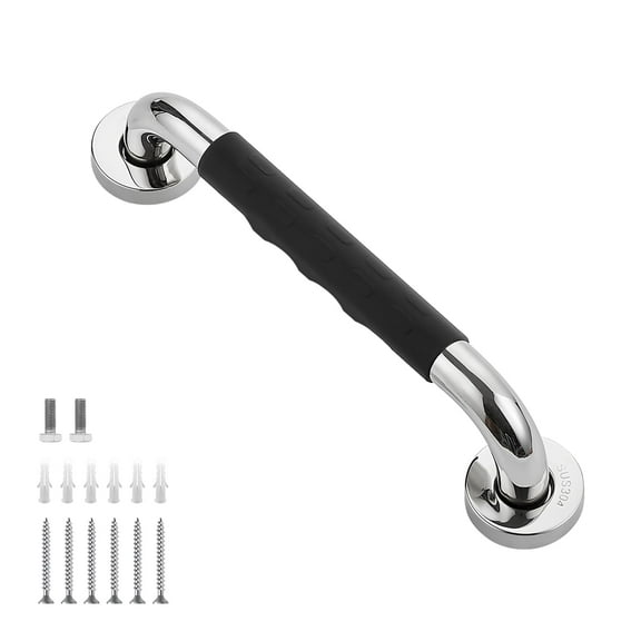 Grab Bars for Bathtubs And Showers, Stainless Steel Bath Grab Bar w/Anti Slip Rubber Grip, Bathroom Balance Bar, Wall Mount Safety Handrail Support,Handicap Injury Elderly Senior Assist Handle, Black