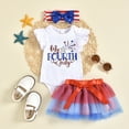 thumbnail image 2 of Toddler Girls Independence Day Suit Fly Sleeve Prints Romper Tops and Skirts Headbands 3Pcs Kids Festival Sets, 2 of 6