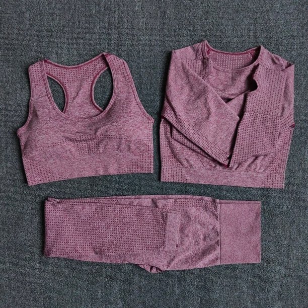 2/3/5 Uds. Conjunto de Yoga sin costuras para mujer, ropa deportiva de entrenamiento, ropa de gimnasio, Top corto de manga larga, mallas de cintura alta, trajes deportivos Tan Jianjun unisex