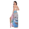 thumbnail image 3 of FORMRS Womens Long Sarong Beach Wrap Semi-Sheer Bikini Skirt Bathing Swimsuit Cover Up, Blue Plants Window, 3 of 7
