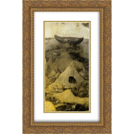- Hieronymus Bosch 2x Matted 16x24 Gold Ornate Framed Art Print 'Noah's Ark on Mount Ararat (obverse)'