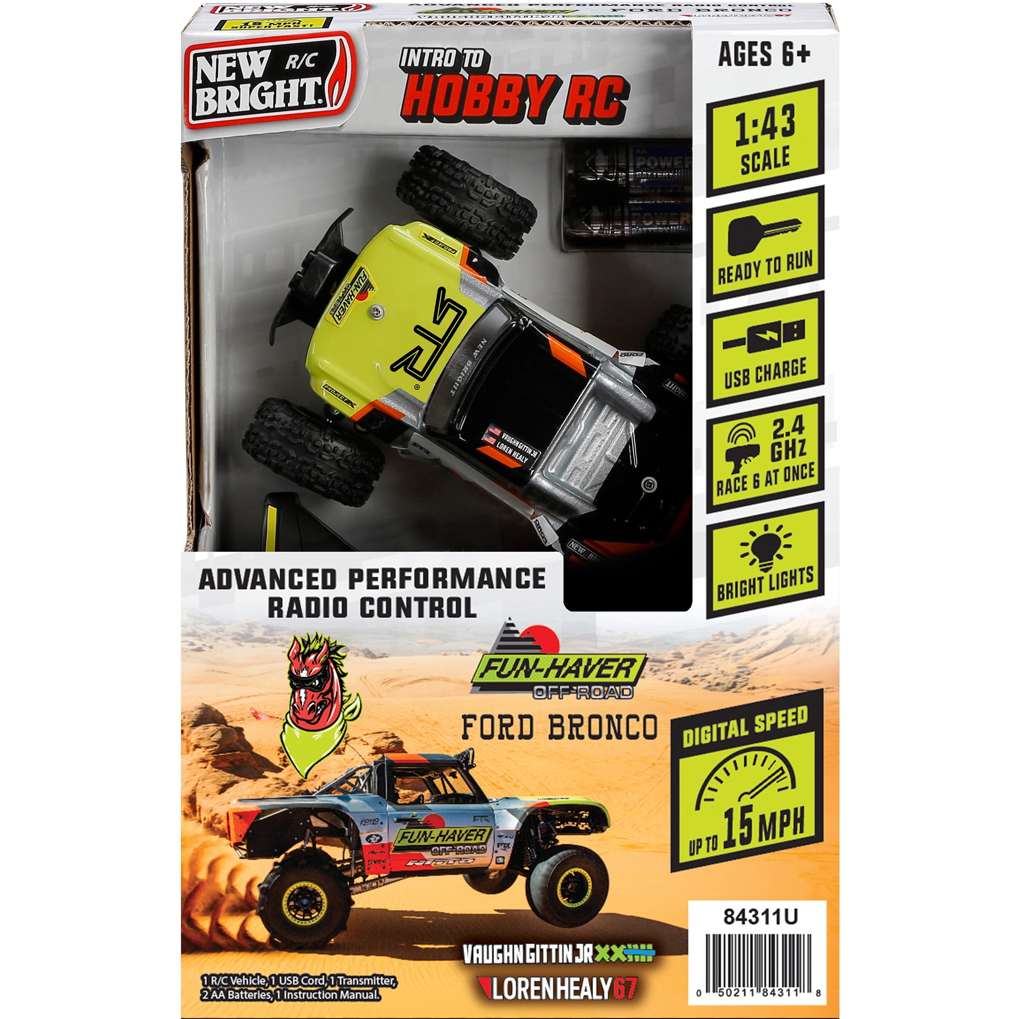 New Bright (1:43) Bronco Battery Remote Control Green/Gray Monster Truck, 84311U