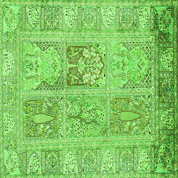 Ahgly Company Indoor Square Persian Green Traditional Area Rugs, 8' Square